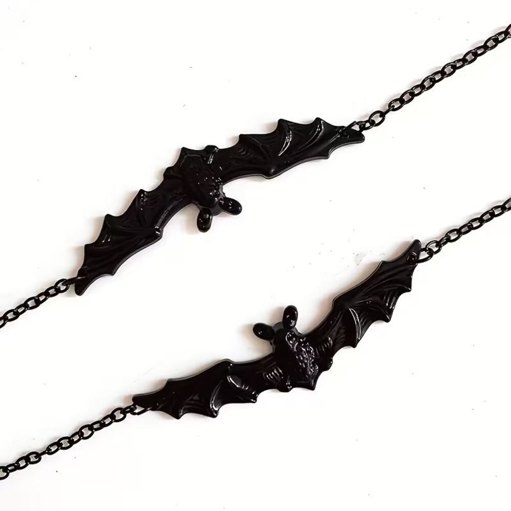Gothic Bat Eyeglass Chain Black Glasses Holder Necklace Halloween Sunglasses - Picture 4 of 6